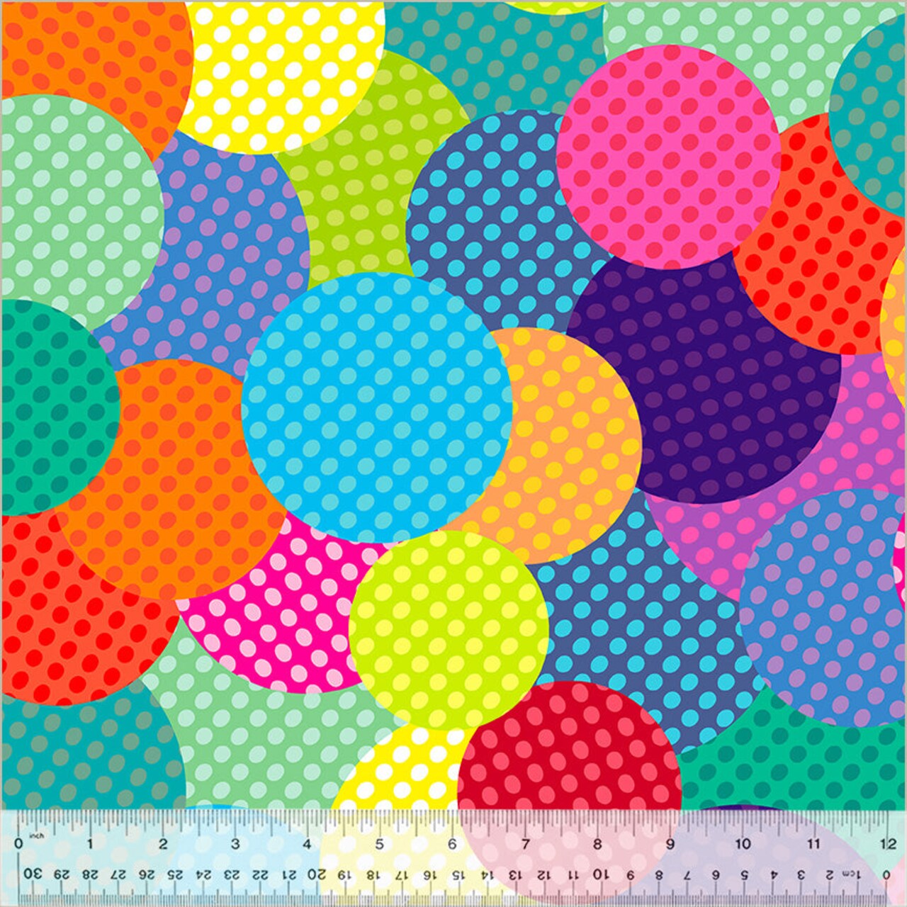 Fabric Windham Rainbow Fun Polka Pals 108" Quilt Back by the Quarter Yard 54247DW-1DES